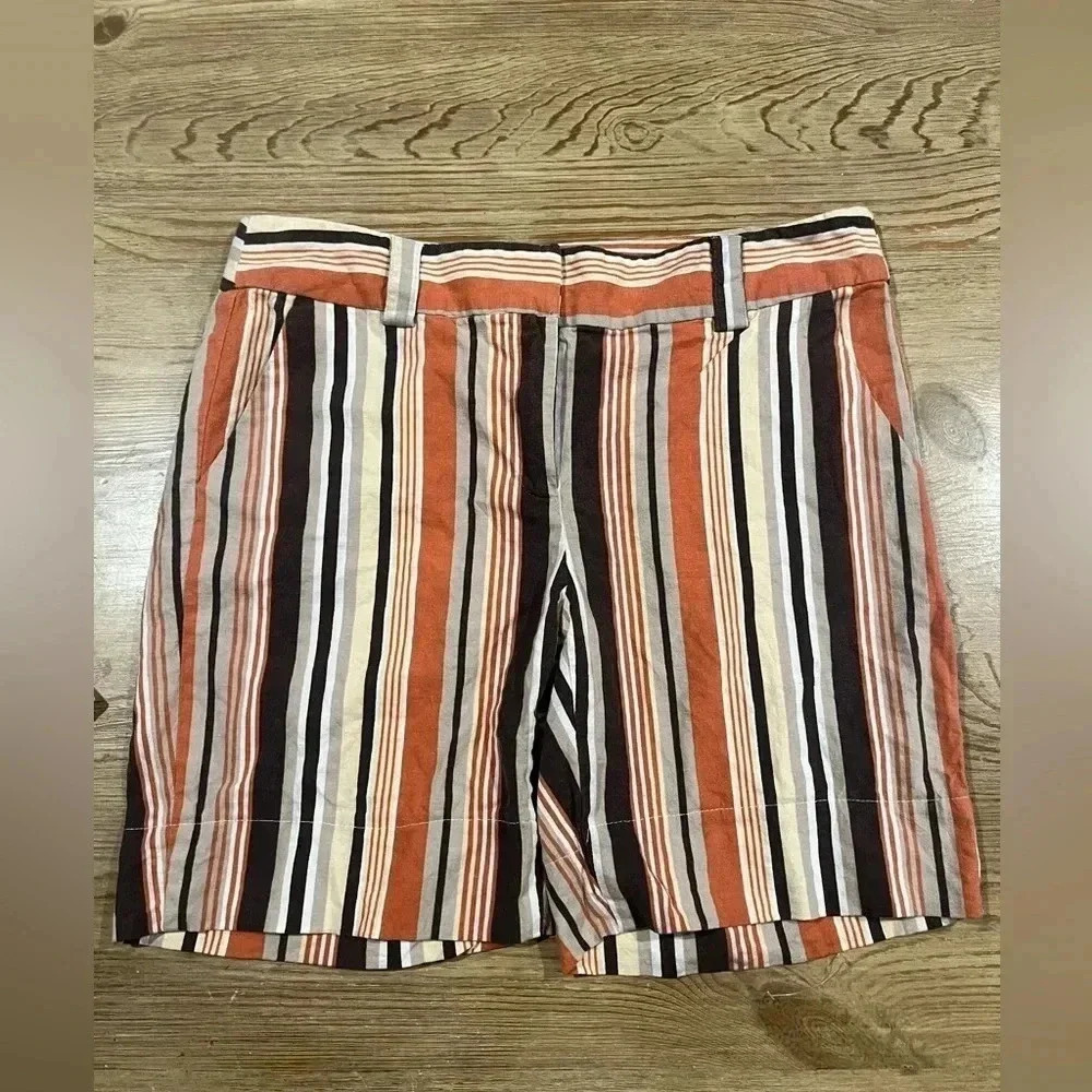 Vertical stripe earth toned shorts